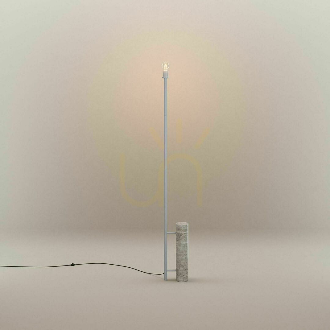 Náhled Stojací lampa s.luce Velo, travertin a čiré sklo, 187 cm, E27 Stojací lampa s.luce Velo, travertin a čiré sklo, 187 cm, E27