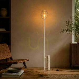 Stojací lampa s.luce Echos, travertin a čiré sklo, výška 188 cm, E27 small 1