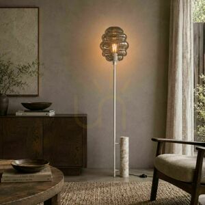 Stojací lampa s.luce Echos, travertin a kouřové sklo, 188 cm, E27 0 Stojací lampa s.luce Echos, travertin a kouřové sklo, 188 cm, E27 small 0