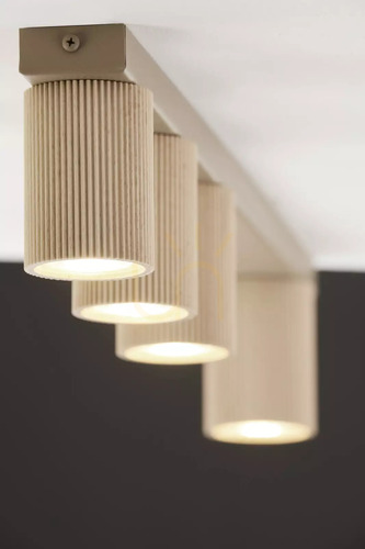 Prohlédnout Stropní svítidlo Sigma OPTIC WOOD S4 teplá béžová / dřevo 41887 – 4xGU10 max 10W LED, lakovaná ocel, bukové dřevo, 60x6x11 cm, IP20