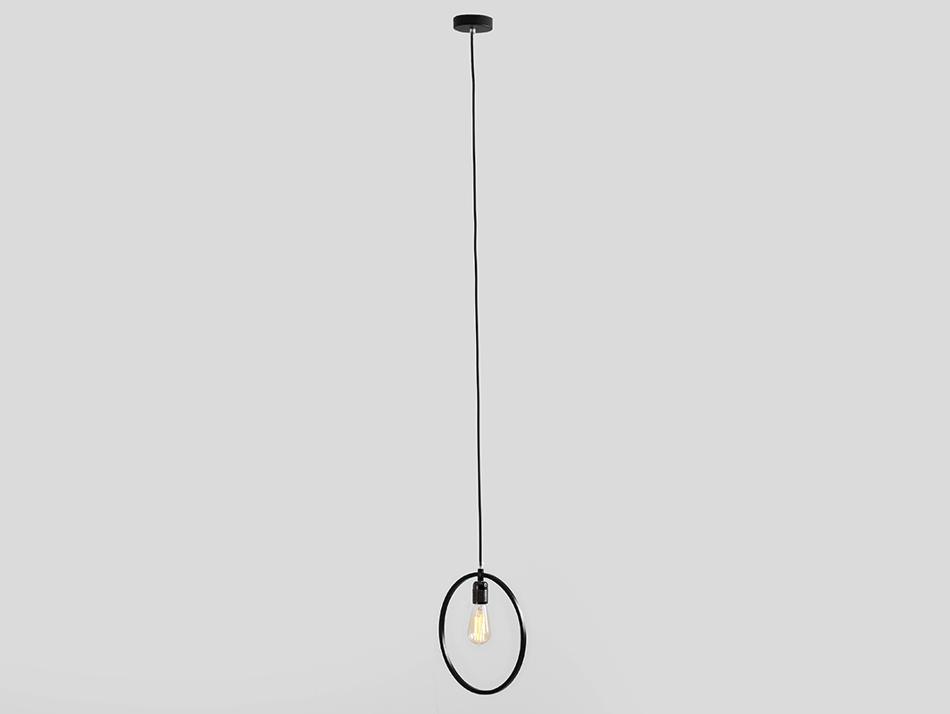 Zobrazit Jedna černá kulatá závěsná lampa VETO Jedna černá kulatá závěsná lampa VETO