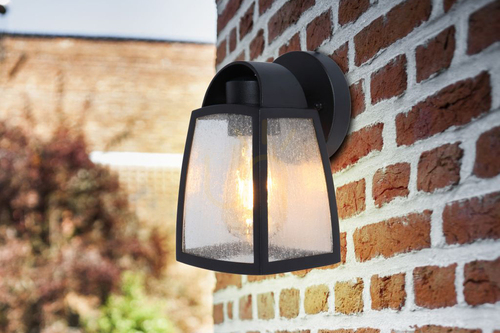 Kontrola Venkovní nástěnné svítidlo Lutec Kelsey černé hliník/sklo 20 cm 5273701012