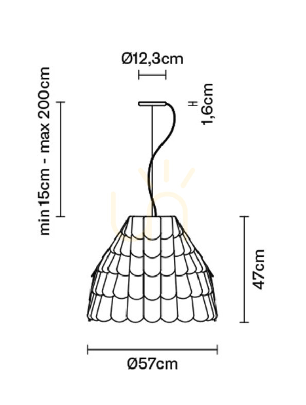 Náhled Závěsná lampa Fabbian Roofer F12 57cm - oranžová - F12 A01 32 Závěsná lampa Fabbian Roofer F12 57cm - oranžová - F12 A01 32