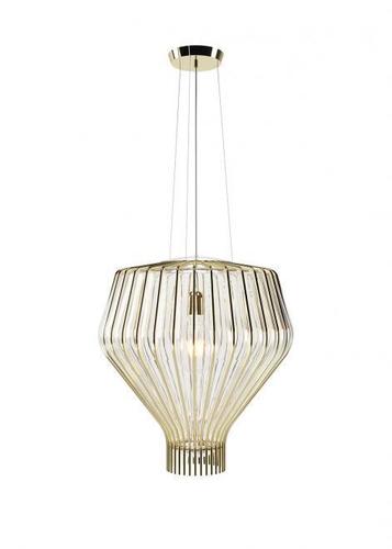 Kontrola Závěsná lampa Fabbian Saya F47 22W 48cm - Průhledná a zlatá - F47 A23 00