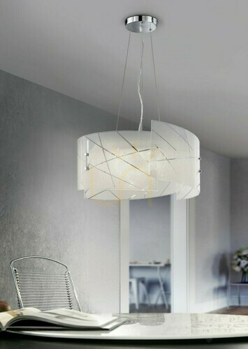 Kontrola Závěsné svítidlo Trio SANDRINA 301200300 bílé skleněné 50 cm 3 × E27