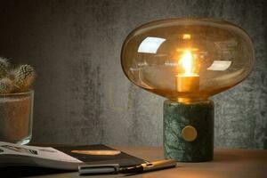 Stolní lampa Lucide CHARLIZE E27 40W zelený mramor jantarové sklo retro 23 cm 03520/01/62 small 3
