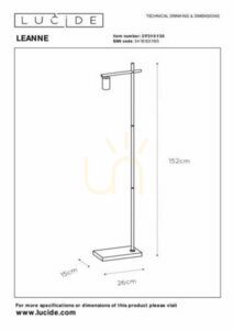 Stojací lampa Lucide LEANNE černá kov vintage E27 152 cm 21721/01/30 small 7