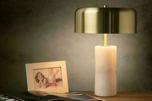Stolní lampa Lucide MIRASOL 34540/03/31, bílý mramor a matná zlatá, 3×G9, Ø25 cm small 2