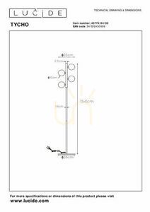 Stojací lampa Lucide TYCHO černá 4x G9 154 cm 45774/04/30 small 8