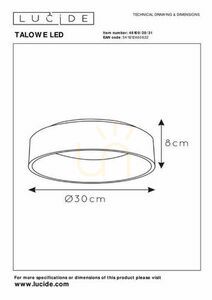 Plafon Lucide TALOWE LED 20W bílý 30 cm 3000K 1200 lm small 4