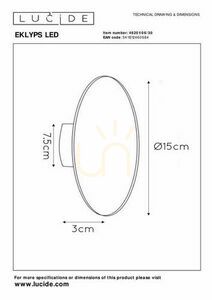 Nástěnné svítidlo Lucide EKLYPS LED černé 15 cm 6 W 3000 K 46201/06/30 small 4