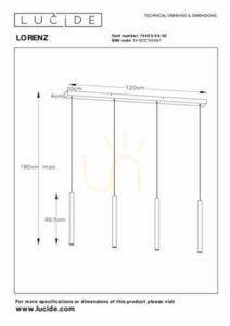 Závěsné svítidlo Lucide Lorenz černé LED 1600 lm 120 cm 74403/04/30 small 6