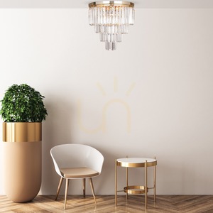 Křišťálové stropní svítidlo Zuma Line AMEDEO FC17106/4+1-GLD zlaté 40 cm, 5×E14 small 1