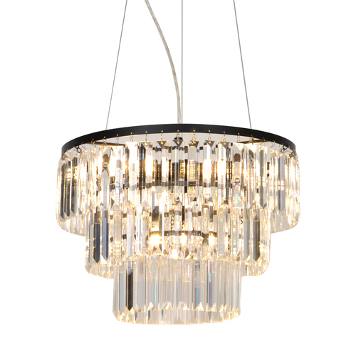 Kontrola Křišťálové závěsné svítidlo Zuma Line TIFANNY P17127-4, černé, 4×E14, Ø40 cm