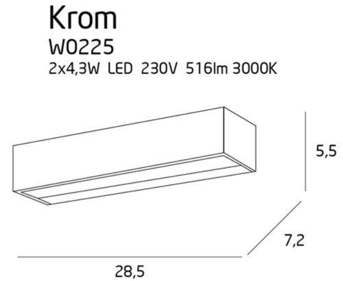 Kontrola Nástěnné světlo Max Light KROM W0225 LED chrom 28,5 cm