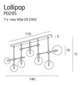 Závěsné svítidlo Max Light Lollipop P0295 mosazné 7xG9 140 cm small 2