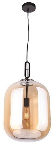 Kontrola Závěsné svítidlo Max Light Honey Amber P0299 černé s jantarovým sklem E27 Ø 30 cm