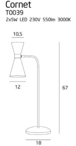 Stolní lampa Max Light Cornet T0039 černá zlatá 2x10W 5 Stolní lampa Max Light Cornet T0039 černá zlatá 2x10W small 5