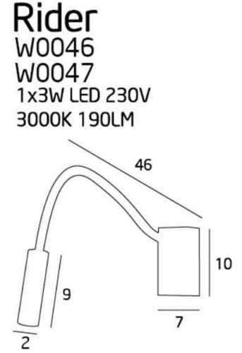 Kontrola Nástěnné světlo Max Light Rider W0046 černé LED 46 cm