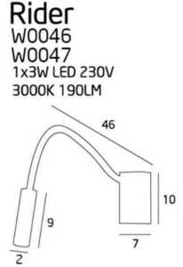 Nástěnné světlo Max Light Rider W0046 černé LED 46 cm small 1