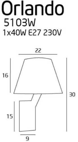 Kontrola Nástěnné světlo Max Light Orlando 5103W/BLNM černá saténová 1x40W 22 cm