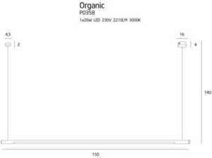 Přívěsné světlo Max Light Organic P0358 černé LED 26W 150 cm small 1