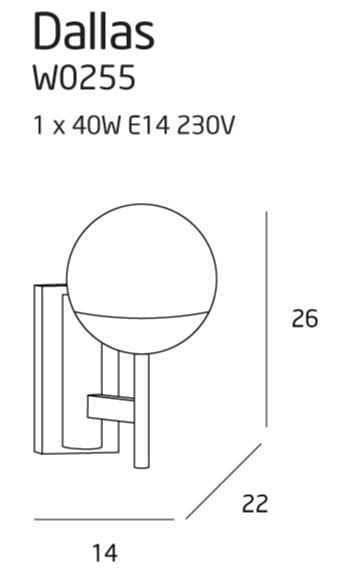 Náhled Nástěnné světlo Max Light Dallas černé sklo kov E14 1x40W W0255 Nástěnné světlo Max Light Dallas černé sklo kov E14 1x40W W0255