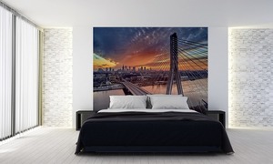 Fototapeta Panoramatický západ slunce ve Varšavě a most Świętokrzyski small 1