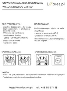 Sky - Hygienická maska, opakovaně použitelná, 5 bavlna, modrá small 6