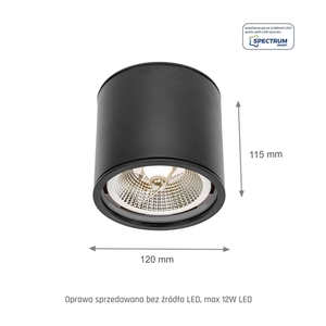 Přisazené svítidlo SpectrumLED Chloe AR111 GU10 IP65, kulaté, černé, pevné small 3