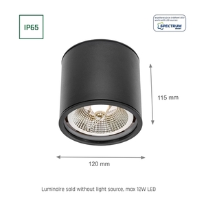 Přisazené svítidlo SpectrumLED Chloe AR111 GU10 IP65, kulaté, černé, pevné small 6