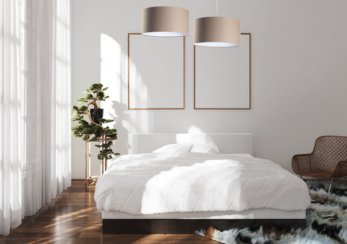 Kontrola Závěsná lampa nad kůží E27 60W prošívané tečky, béžová, bílá