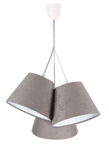 Tříbodová závěsná lampa BUCKET E27 60W šedá / bílá, semiš 0 Tříbodová závěsná lampa BUCKET E27 60W šedá / bílá, semiš small 0