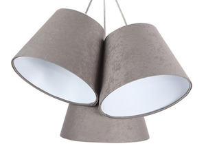 Tříbodová závěsná lampa BUCKET E27 60W šedá / bílá, semiš 2 Tříbodová závěsná lampa BUCKET E27 60W šedá / bílá, semiš small 2