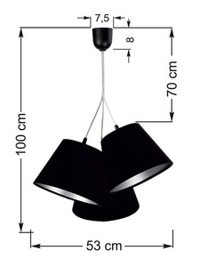 Trojitá lampa nad stolem BUCKET E27 60W černá / stříbrná, nastavitelná small 6