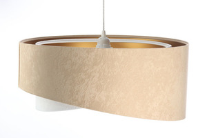 Asymetrická závěsná lampa Elegance 60W E27 velurová látka, béžová / bílá / zlatá small 3