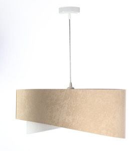 Asymetrická závěsná lampa Elegance 60W E27 velurová látka, béžová / bílá / zlatá small 4