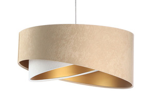 Asymetrická závěsná lampa Elegance 60W E27 velurová látka, béžová / bílá / zlatá small 0