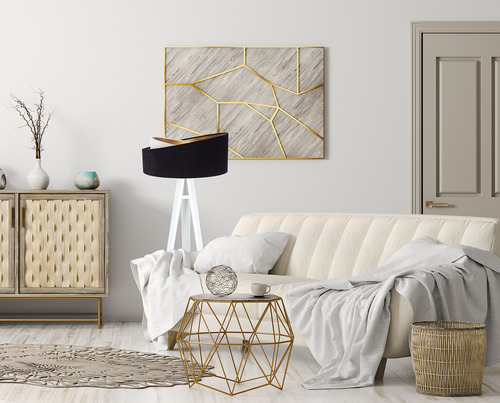 Kontrola Moderní stojací lampa Crown 60W E27 velur, černá / bílá