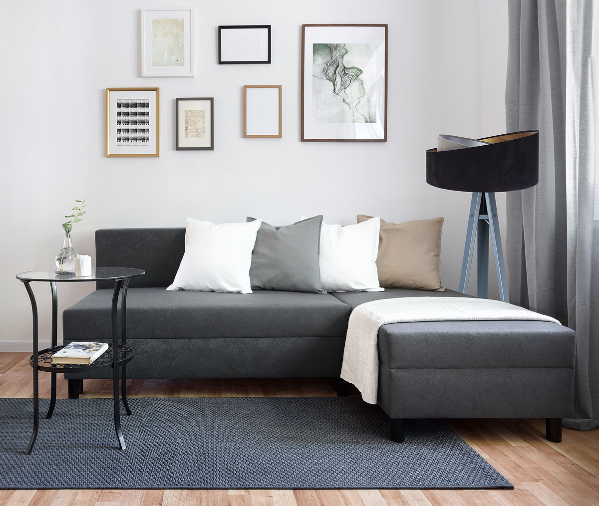 Kontrola Stojací lampa černá Crown 60W E27 velur, šedá / zlatá / stříbrná Stojací lampa černá Crown 60W E27 velur, šedá / zlatá / stříbrná
