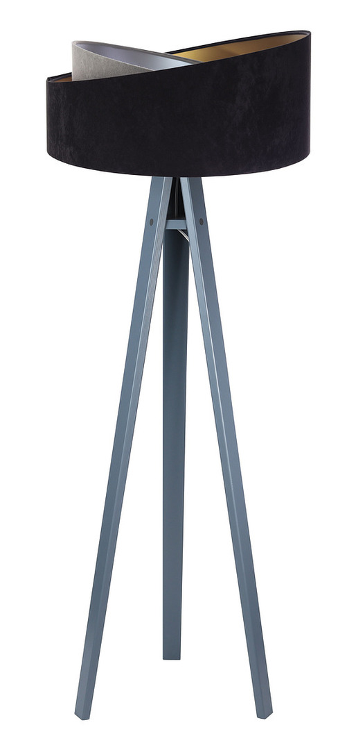 Pohled Stojací lampa černá Crown 60W E27 velur, šedá / zlatá / stříbrná Stojací lampa černá Crown 60W E27 velur, šedá / zlatá / stříbrná