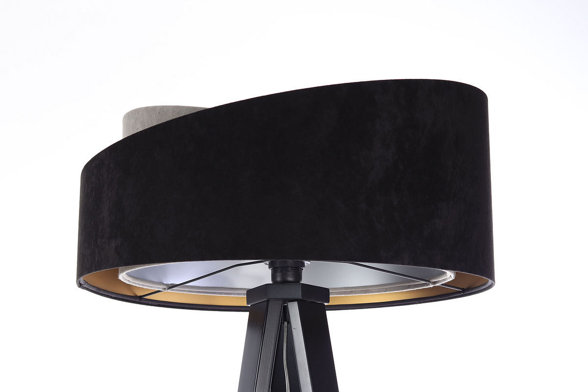 Náhled Stojací lampa černá Crown 60W E27 velur, šedá / zlatá / stříbrná Stojací lampa černá Crown 60W E27 velur, šedá / zlatá / stříbrná