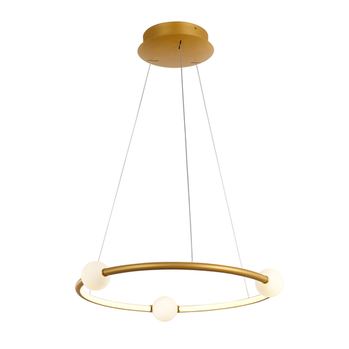 Kontrola Závěsná LED lampa Italux Lausanne bílá/hnědá 36W 3000K, PND-20112035-1A-GD