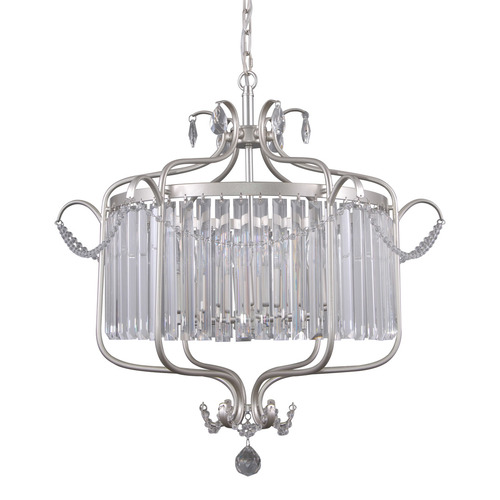Kontrola Závěsná lampa Italux Rinaldo stříbrná s krystaly E14 6x žárovka PND-33057-6-CH.S
