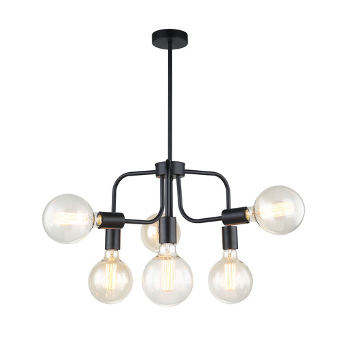 Kontrola Závěsné svítidlo Italux Kristy černé E27 6x60W MDM-3678/6 BK