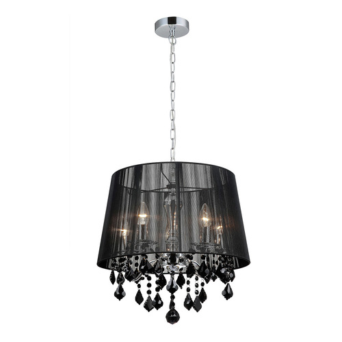 Kontrola Závěsná lampa Italux Cornelia 5xE14 černá chrom křišťál MDM-2572/5 BK