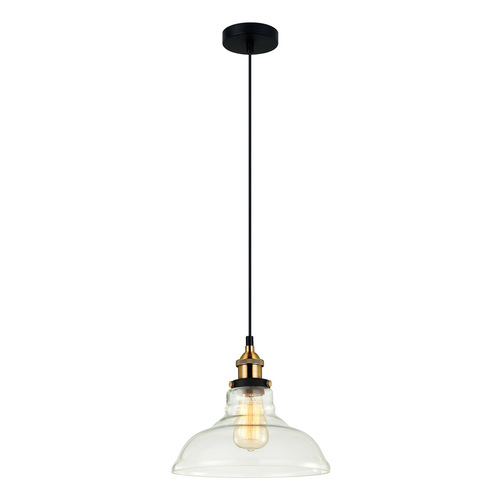 Kontrola Závěsná lampa Italux Hubert E27 černá/sklo MDM-2381/1