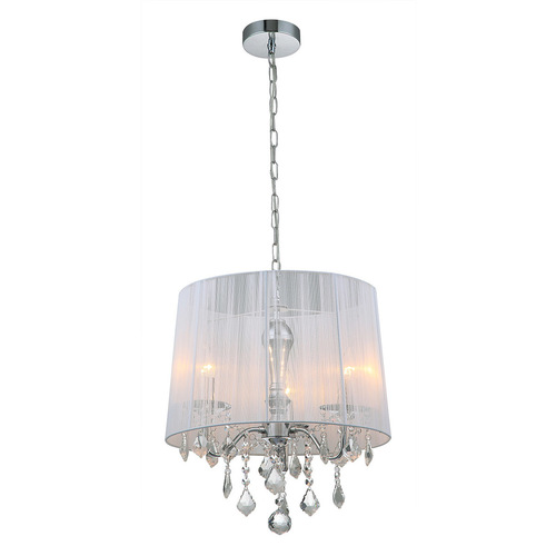 Kontrola Závěsná lampa Italux Cornelia 3xE14 chrom bílý tkaninový stínidlo MDM-2572/3 W