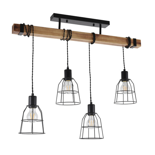 Kontrola Závěsná lampa Italux Ponte černá 4xE27 PND-4290-4-L